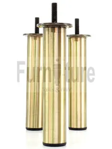 4 Antique Brass Replacment Metal Legs 150mm High Round Tapered Brushed Brass Feet M8 Couch Chairs Sofa Footstool Bed