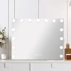 Matteo Ergonomic Hollywood Vanity Mirror 15-Dimmable Bulbs Touch Control Tabletop USB Charging 58x46cm MT005846BU-AD