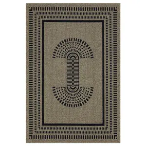 Beige Modern Indoor Outdoor Washable Weather Resistant Rug 160cm x 230cm