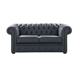 Chesterfield 2 Seater Shelly Knight Leather Sofa Settee Bespoke In Classic Style