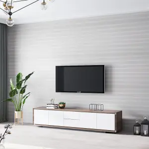 Contemporary Metallic Striped Flocked Wallpaper, 950cm Length x 53cm Width