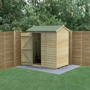 Forest Garden Beckwood 6x4 ft Reverse apex Natural timber Wooden Shed with floor