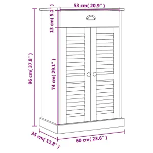 Shoe Cabinet VIGO Grey 60x35x96 cm Solid Wood Pine