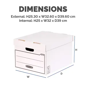 10 BANKERS BOX Multi Use Storage Boxes with Lids Cardboard Storage Boxes W32 x H25 x D39cm Pack of 10 White