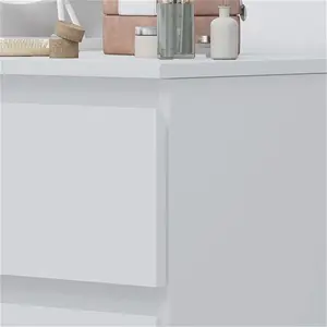 Warren 3 Drawer Dressing Table Study Desk - Modern No-Handle Design Hashtag Home Colour: White