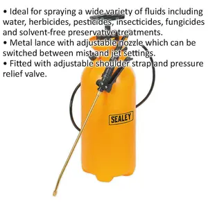 8L Metal Pressure Sprayer with Adjustable Nozzle and Shoulder Strap for Efficient Spraying