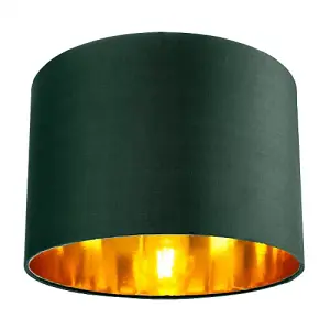 Contemporary Green Cotton 10 Table/Pendant Lamp Shade with Shiny Copper Inner