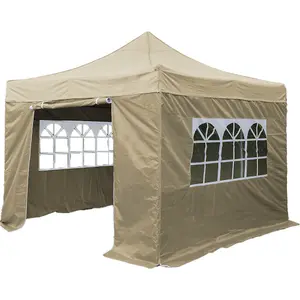 Durable 3x4.5m Pop-Up Gazebo with Waterproof Side Walls - Beige Outdoor Pavilion Tent