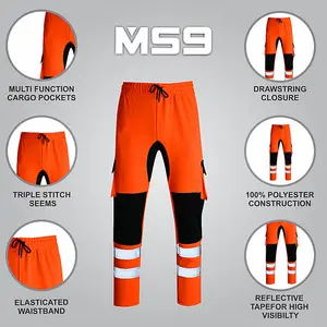 MS9 Mens Cargo Combat Work Trouser Tracksuit Jogging Bottoms Pants Joggers H10, Orange - L