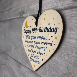 Red Ocean 19th Birthday Card For Daughter Son Wooden Heart Novelty 19th Gift Keepsake