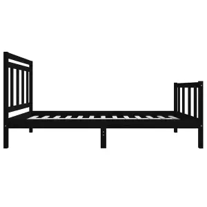 Berkfield Bed Frame Black Solid Wood 100x200 cm