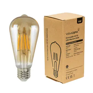 3 Pack E27 Amber Glass Bodied Pear LED 4W Warm White 1800K 240lm Light Bulb