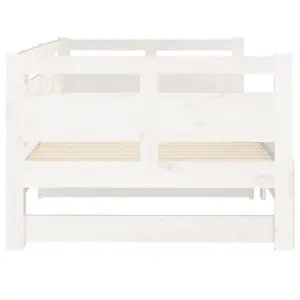 Berkfield Pull-out Day Bed White Solid Wood Pine 2x(80x200) cm