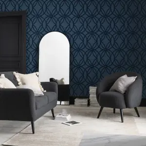 Next Luxe eclipse Navy Smooth Wallpaper