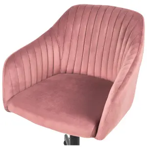 Beliani Modern Desk Chair Velvet Pink VENICE