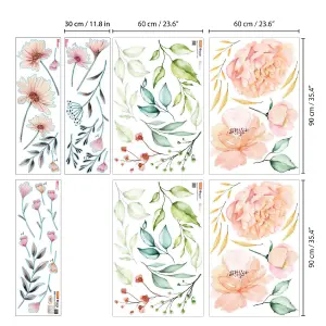 Walplus Pastel Watercolour Flowers Wall Stickers Mural Decal Room Decor