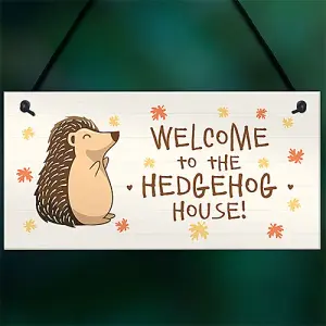 Welcome Hedgehog Sign Hanging Garden Shed Plaque Hedgehog Gift Family Gift Home Decor Plaque