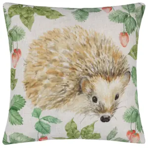 Evans Lichfield Grove Hedgehog Watercolour-Painted Polyester Filled Cushion