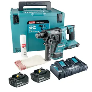 Makita DHR280RT2J 36v / 2x 18v LXT Twin SDS Brushless Hammer Drill AVT 2x 3.0ah