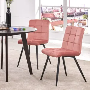 Leann Tufted Velvet Upholstered Back Side Chair (Set of 2) Pink Velvet