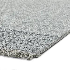 Plaid Flat Weave Easy Clean Rug - Beige/Blue - 160x220