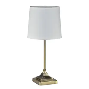 First Choice Lighting Aldersley Antique Brass White Table Lamp With Shade