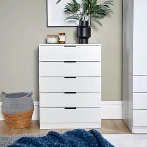 Home Source Phoenix Chest 5 Drawers White