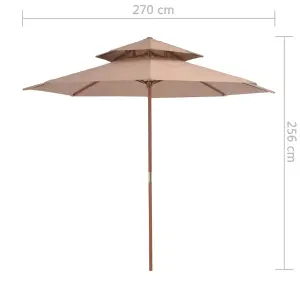 Berkfield Double Decker Parasol with Wooden Pole 270 cm Taupe