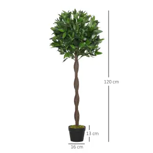 Outsunny Set Of 2 120cm Artificial Bay Laurel Topiary Trees w/ Pot Fake