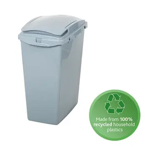 Plastic Manual Lift Rubbish Bin - 40L (Set of 3) Eco Grey