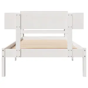 Berkfield Bed Frame without Mattress White 75x190 cm Small Single Solid Wood Pine