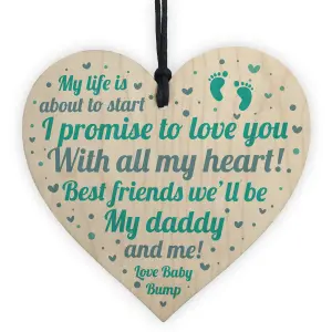 Red Ocean Dad Birthday Christmas Gifts Wooden Heart Daddy To Be Gifts From Bump Keepsake