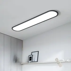 Gracious 1-Light LED Flush Mount Black / 4cm H x 100cm W x 20cm D