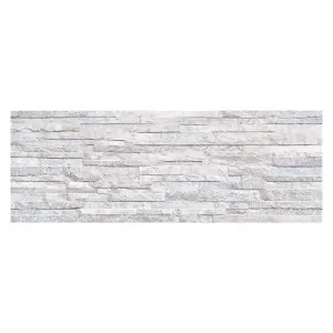 Oracle White Split Faced Stone Effect Porcelain Tile - Pack of 4, 1.14m² - (L)890x(W)320