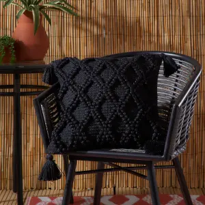 Alda Black Outdoor/Indoor Durable Filled Cushion