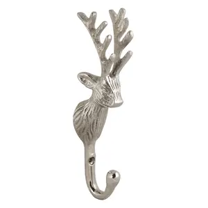 Traditional Silver Stag Coat Peg Hanger Wall Hook