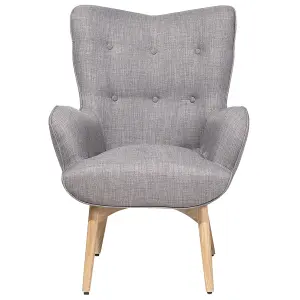 Wingback Chair VEJLE with Footstool Fabric Light Grey