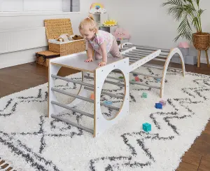 Rebo Montessori Pikler Style Climbing Cube with Ladder & Arch