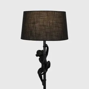 ValueLights Modern Black Hanging Monkey Floor Lamp With Black Tapered Shade - Includes 6w LED Bulb 3000K Warm White