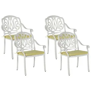 Set of 4 Garden Chairs with Cushions ANCONA Metal White