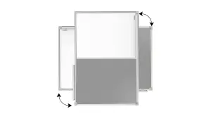 ALLboards Combination Board 2 in 1 Whiteboard & Grey Felt Board with Aluminium Frame 120x90cm, Pin Board Magnetic Board