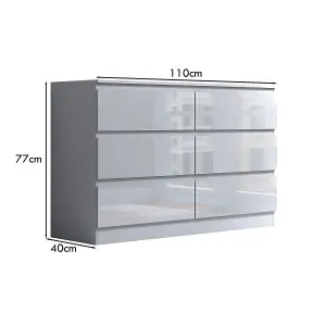 White Gloss Chest Of 6 Drawers Scratch Resistant Bedroom Furniture