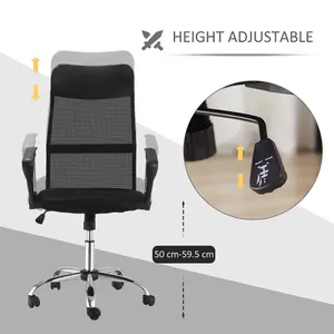 HOMCOM Executive Office Chair High Back Mesh Back Seat Desk Chairs, Black