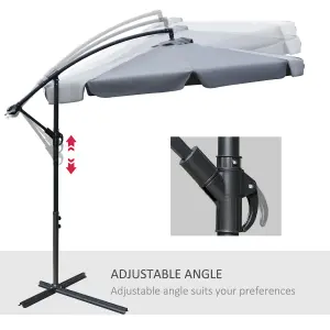 Outsunny 2.7m Garden Cantilever Banana Parasol Sun Shade Crank, Dark Grey