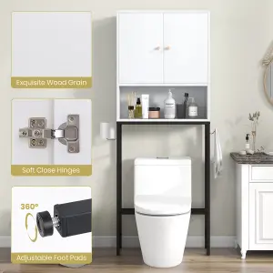 COSTWAY Over The Toilet Storage Shelf Freestanding Bathroom Cabinet w/ 2 Doors