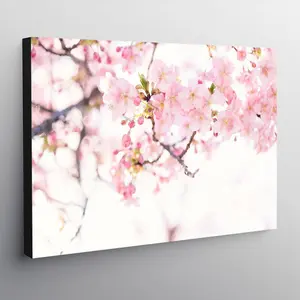 Cherry Blossom Pink Flower - Wrapped Canvas Print 31 cm H x 41 cm W