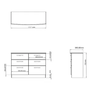 San Jose Ready assembled Indigo & white 6 Drawer Chest (H)792mm (W)1117mm (D)395mm