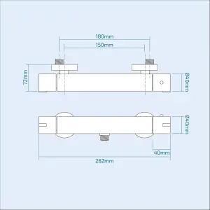 Nes Home Parka Thermostatic Slider Rail Bar Shower Mixer Valve + Slider Rail Kit