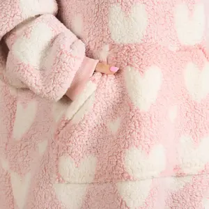 Heart Hoodie Blanket Extra Long Giant Oversized Wearable Soft Throw, Blush