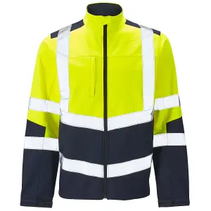 Hi Vis Two Tone Soft Shell Jacket - Yellow/ Navy -Medium